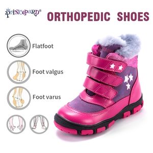 Princepard winter orthopedische schoenen voor kinderen 100% natuurlijke bont voering lederen orhopedische laarzen jongens meisjes 22-36 maat LJ201203