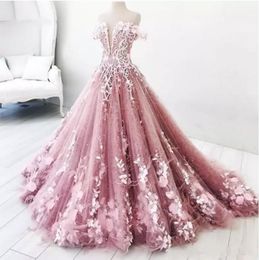 Prinses 2020 Prom Dresses Off The Shoulder Applicaties Lange Kant Avondjurken Custom Made Bridal Guest Draag speciale gelegenheden