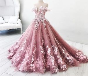 Princess 2021 Prom -jurken Lang van de schouderapplicaties lange kant avondjurken Quinceanera Vestidos Custom Made Bridal Guest D5557683