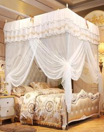 Princesse 4 Corners Post Bed Canopy Mosquito Net Chadow Mosquito Netting Bed rideau Cauvet Netting2895215