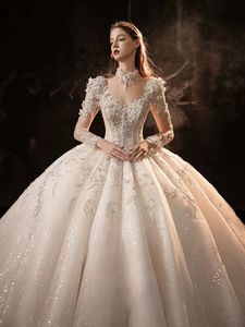 Prinses A-lijn Trouwjurk 2024 Sweetheart Hals Kant Appliques Sweep Trein Grote Maten Bruidsjurken Op Maat Gemaakt A-lijn Arabisch Dubai Luxe Kant vestidos de novias