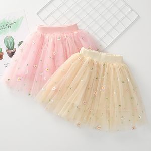 Faldas tutú de princesa para niñas pequeñas, falda mullida de baile de Ballet para niñas, falda de malla de flores, ropa informal para niños