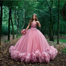 Princess Ball 2023 Jurk Quinceanera jurken tule ruches kristal riem prom jurken retro zoet 15 maskerade jurk s s
