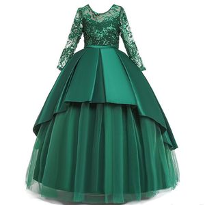 Vestido de fiesta de princesa para niñas pequeñas, vestido de fiesta de cumpleaños, manga larga, encaje con cuentas, vestido de flores para niñas, vestidos de desfile para niños pequeños