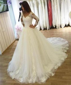 Princess Ball Jurk trouwjurken 2023 Vestido de noiva manga longa v nek korset trouwjurk met mouwen GC11302639139