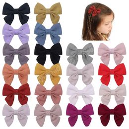 Princess Bow Hair Clips voor Meisjes Barrettes Baby Kids Doek Haarspelden Peuter Bowknot Clippers Kinderen Hoofddeksels Haaraccessoires Effen Kleur