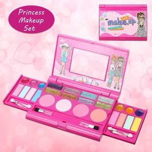 Princess Children's Make Cosmetics Playing Box Set Playes Makeup Girl Toy Lipstick Eye Shadow Kit voor Kids LJ201009