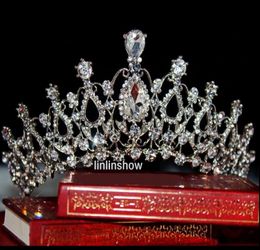 Prinses kroon tiara bruiloft bruids zilver kristal strass haaraccessoires hoofdband sieraden hoofddeksel koningin kroon vrouwen partij sieraden