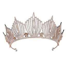 Prinses Kroon Bruiloft Bruids Zeemeermin Koning Koningin Barok Gouden Kristallen Kroon Hoofdband Verjaardag Vrouwen Haar Sieraden Tiara voor Meisjes W308K