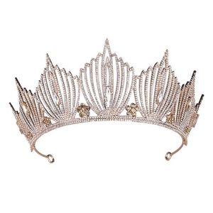 Couronne de princesse pour mariage, sirène, roi, reine, baroque, cristal doré, bandeau, anniversaire, bijoux de cheveux pour femmes, diadème pour filles W261O