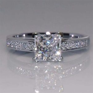 Anillo de diamante de laboratorio de corte princesa de 0,6 quilates, anillos de boda de compromiso de Plata de Ley 925 auténtica para mujer, joyería nupcial para fiesta