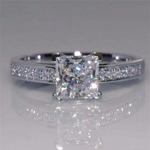 Prinses gesneden 0 6ct Lab Diamond Ring Real 925 sterling zilver Engagement Wedding band Ringen voor Vrouwen Bruids Charme Partij Jewelry299y