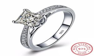 Princess Cut 1 C Diamondt CZ Rings for Women 100 Solid 925 Sterling Silver Engagement Wedding Ring Fashion sieraden Whole XR02186047298397