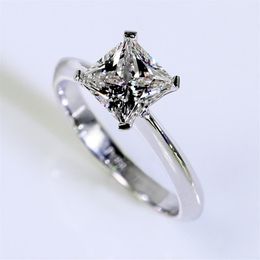 Ring mit 1 Karat Lab-Diamant im Prinzessinnenschliff, Original 925er Sterlingsilber, Verlobung, Hochzeit, Ringe für Frauen, Brautschmuck, edler Schmuck, Geschenk2511