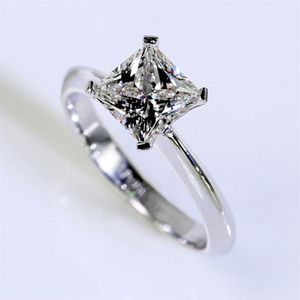 Prinses Cut 1ct Lab Diamond Ring Originele 925 Sterling Zilver Engagement Wedding Band Ringen Voor Vrouwen Bruids Fijne Sieraden Gift293H