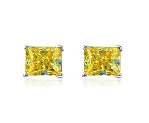 Princess Cut 6mm Topaz Stud Earring 100 Echt 925 sterling zilver Belofte Bruiloft Oorbellen voor Vrouwen Bruids Edelstenen Sieraden8868361