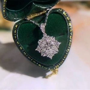 Princesse taille diamant cz pendentif réel 925 en argent sterling fête de mariage pendentifs chaîne collier pour femmes mariée charme bijoux23 80227o