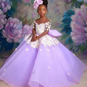 Prinses schattig lilac pure nek bloemenmeisje jurken baljurk tuLle lilttle kinderen verjaardag optocht bruiloft jurken bc15050