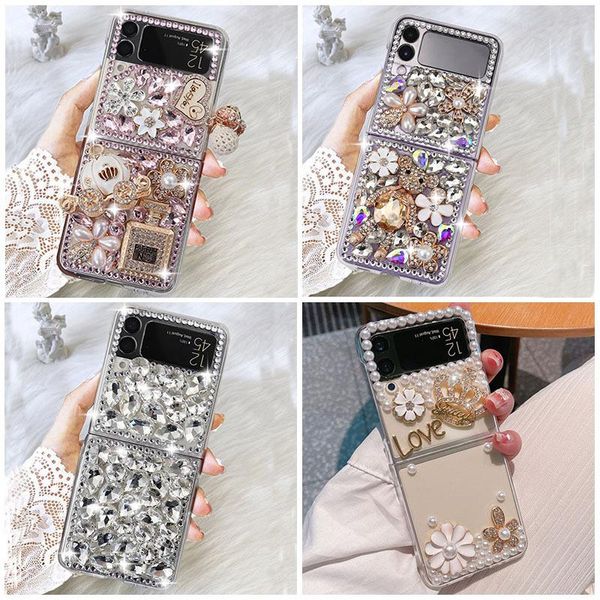 Princess Diamond Cases pour Samsung Galaxy zflip4 zflip5 Crystal Rhinestone Luxury Cover couvertures arrière en silicone pour flip4 5 coque antichoc en silicone pour dame