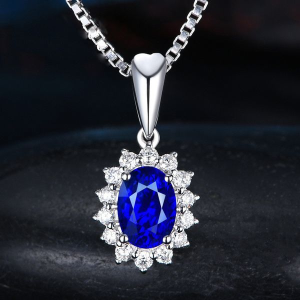 Princesse Diana Lab saphir diamant pendentif 925 en argent Sterling fête de mariage pendentifs chaîne collier pour femmes bijoux de charme
