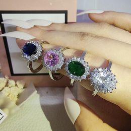 Princesa Diana Ring 925 Banda de boda de compromiso de plata esterlina Rings for Women Bridal Sets Diamond Promise Party Jewelry Gift tmkgh