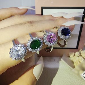 Anillo de princesa Diana de Plata de Ley 925, anillos de compromiso para boda para mujer, conjuntos nupciales, promesa de diamantes, regalo de joyería para fiesta