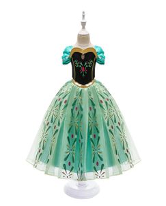 Princess Dress For Girl Snow Queen 2 Snowflake Sash Sash Cosplay Smancy Fancy Costume Halloween Pageeen Pageant -kleding Kids Green 2162983