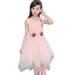 Prinses jurk voor tiener meisjes partij kinderen jurk bloemen meisjes jurk zomer kostuum voor meisje 6 8 12 jaar roze kinderkleding q0716