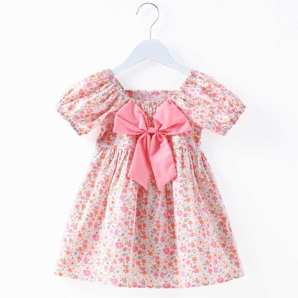 Princesse robe été mode jupe courte vêtements pour enfants col carré filles vêtements pour enfants robe pour enfants en gros Q0716