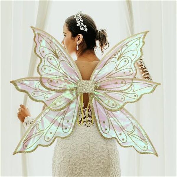 Ailes de papillon princesse elfe féerique pour enfants, décorations de fête d'anniversaire, Costume ailes d'ange, accessoires de spectacle pour filles