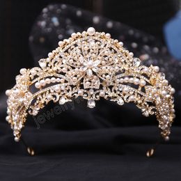 Prinses Bloem Parel Kristal Tiara Kroon Voor Vrouwen Meisjes Bruiloft Elegante Bruids Haar Jurk Verjaardagsfeestje Accessoires