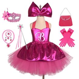 Prinses meisje Rosy Knee lengte Barbi Tutu Girl Birthday Party Jurk Margot Robbie 240520