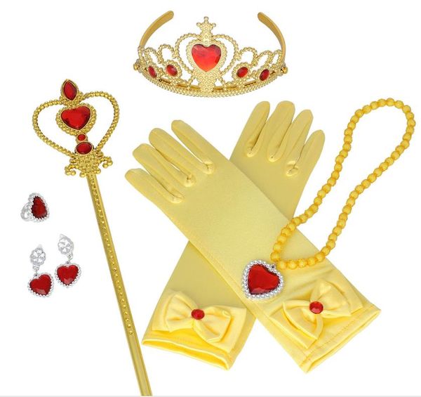 Princesse filles habiller fête accessoire cadeau ensemble gants baguette diadème collier anneau boucles d'oreilles diadème sceptre aventure Cosplay accessoires