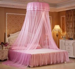 Princesa colgando de encaje redondeo de camas de campos de cama cómodos alumnos de súbdito cuna de mosquitera neta valance3719290
