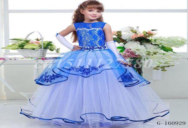 Princesa Lila pequeña novia Vestido largo del desfile para niñas Glitz Puffy Tulle Vestido de fiesta Vestido de graduación para niños Vestido Flower Girl7273296