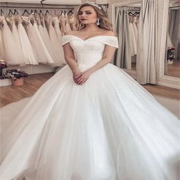 Princesse épaules dénudées robe de mariée 2024 robe de bal élégante Style campagnard coréen robe de mariée de jardin 2024 paillettes Bling à lacets Corset Boho robe de mariée civil Novias