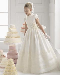 Princesse sur l'épaule robe de bal de boule de fleur robe de fille Occasion spéciale pour les mariages longueur de plancher robe de communion de robe de pageant