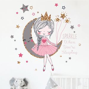 Prinses Op De Maan Muursticker Meisjeskamer Slaapkamer Decor Behang Woonkamer Voor Huisdecoratie Mooie Cartoons Stickers