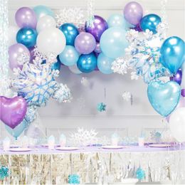Princess Party Balloons Christmas Snowflake Foil Balloons Baby Show Birthday Party Decorations Kids Wedding Supplies Winter T200104