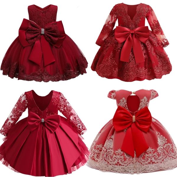 Fiesta de princesa Ropa para niños Cumpleaños Boda Vestido formal elegante para disfraces de año de Navidad rojo Niño niña 231228