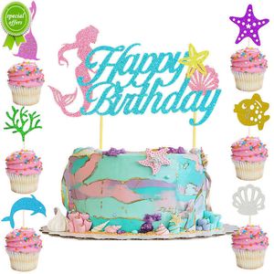 Inserts de décoration de fête de princesse inserts de table de dessert d'étoile de mer inserts de gâteau de queue de poisson de fête d'anniversaire