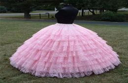 Princess Pink 9 couches vintage en dentelle jumeau 2020 Boue de bal Mariage Crinoline jupon pour Gilrs Femmes Forme de soirée Prom9090610