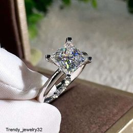 Princess Promise Ring Sterling Sier Zircon Cz Anillos de alianza de bodas de compromiso para mujeres Bridal Mejor joyas