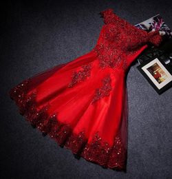 Robes de soirée Red Princess Elegant hors de la robe de mariée épaule avec des appliques Ball Ball Prom Party Homecominggraduation Formal7028985