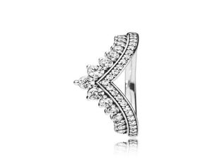 Princess Rings Wish Original Box voor 925 Sterling Silver Wishbone Set CZ Diamond Women Wedding Gift Ring1280517