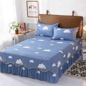 Princesse Jupe de lit à volants Home Litting Mattress Couverture de lit imprimé Antislip Litpread King Queen Size 240415