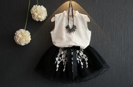 Prinses rok prom jurk vrouwelijke baby kleding zomer doek kanten top + rok pak meisjes kinderkleding tutu 2-7y
