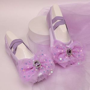 Princess Soft Cat Claw Water Diamond Bowknot Mesh Dance Shoes Girl Shoe voor Dancing Children's Ballet Sneaker L2405 L2405