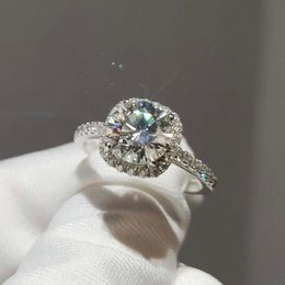 Prinses vierkante ring 925 sterling zilveren au750 plated uitstekende cut pass diamant test d kleur 1 ct moissanite ringen tienermeisjes