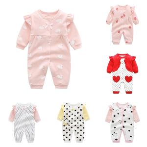 Prinses stijl geboren baby meisjes kleding 100% katoen baby rompertjes zachte baby kleding peuter meisje jumpsuits 211101
